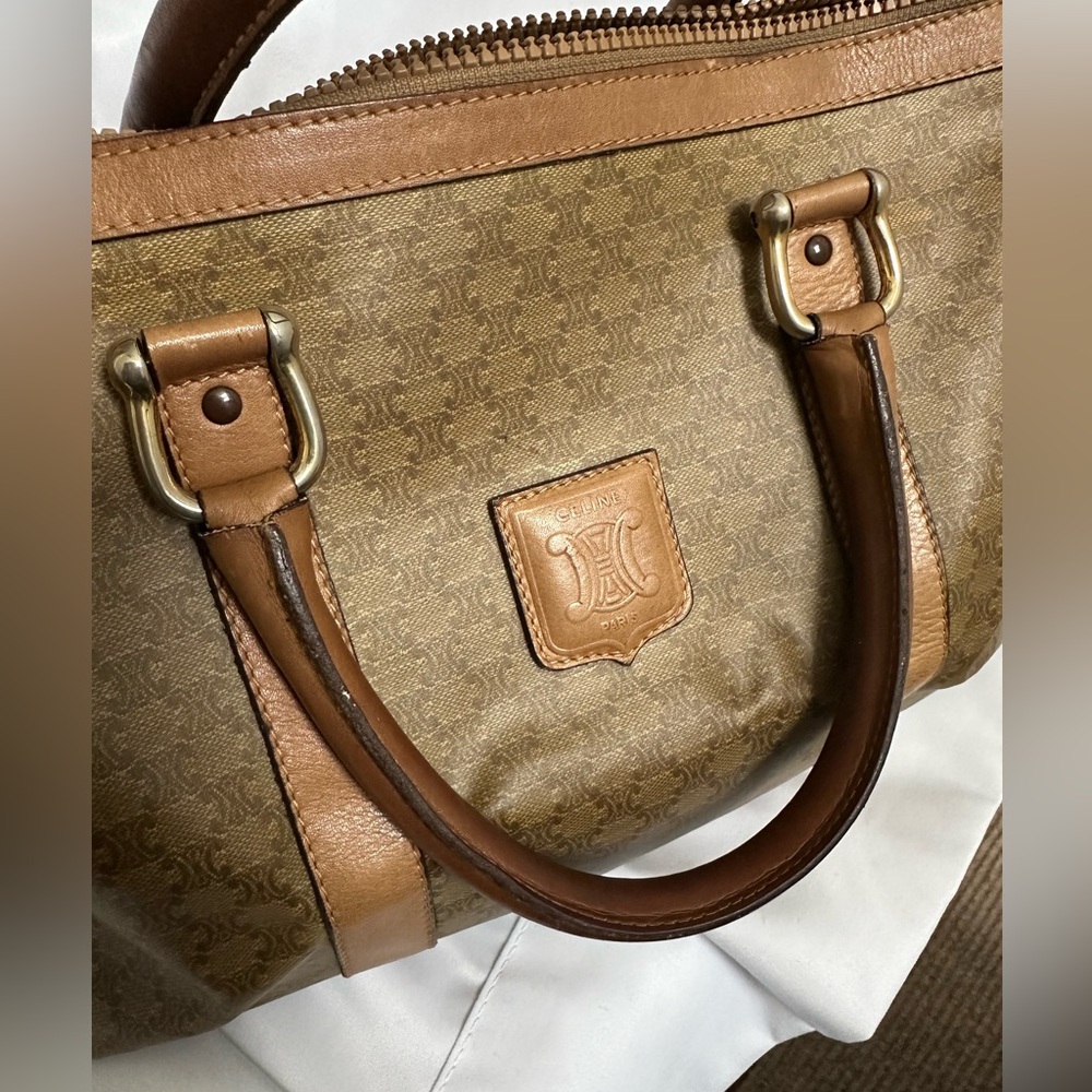 Celine Brown Macadam Canvas Handbag - Picture 6 of 14